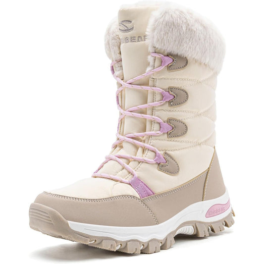 Stylish Women's Waterproof Winter Snow Boots - Lightweight, Warm, and Faux Fur Lined Mid-Calf Booties