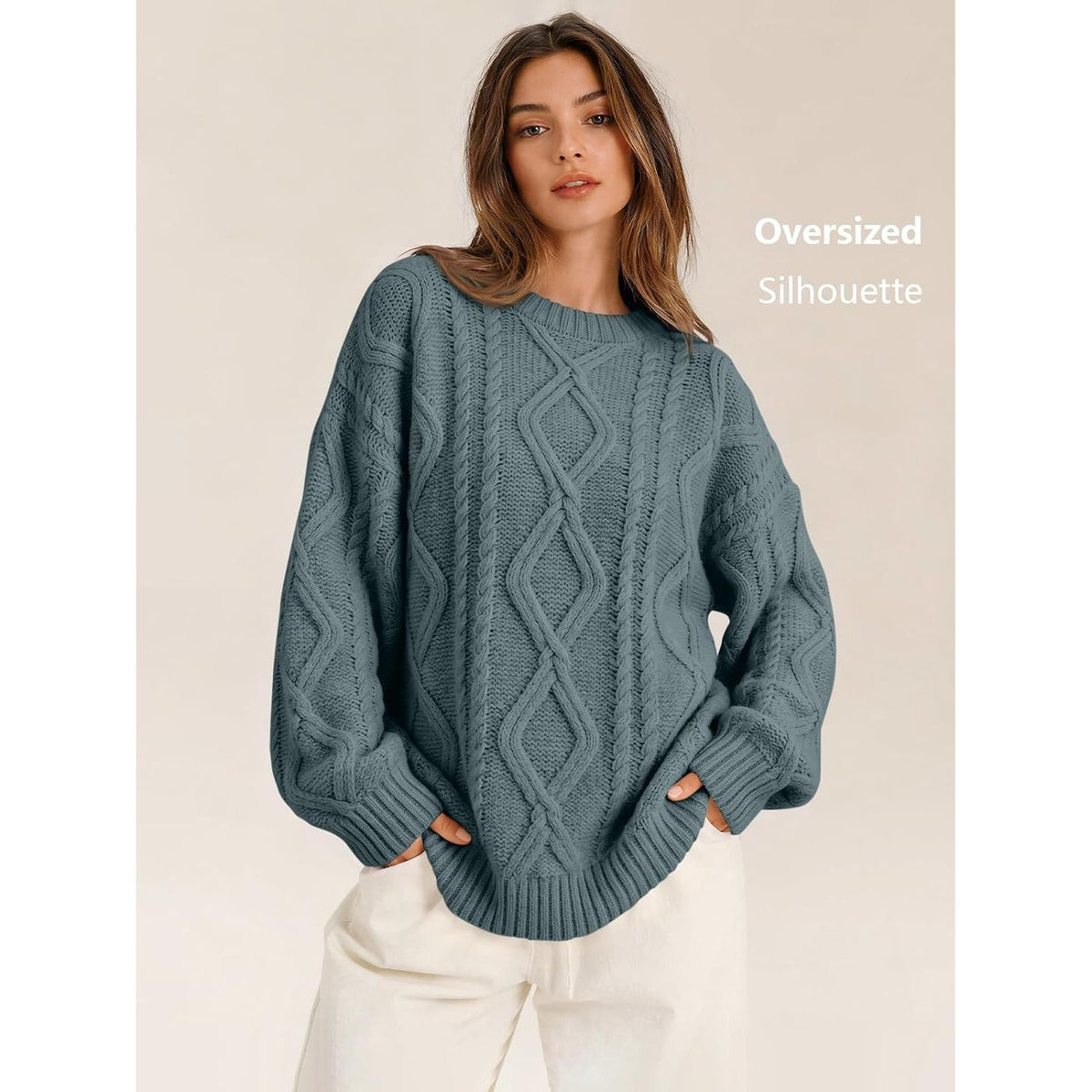 Trendy Queen Women’s Oversized Cable Knit Sweater