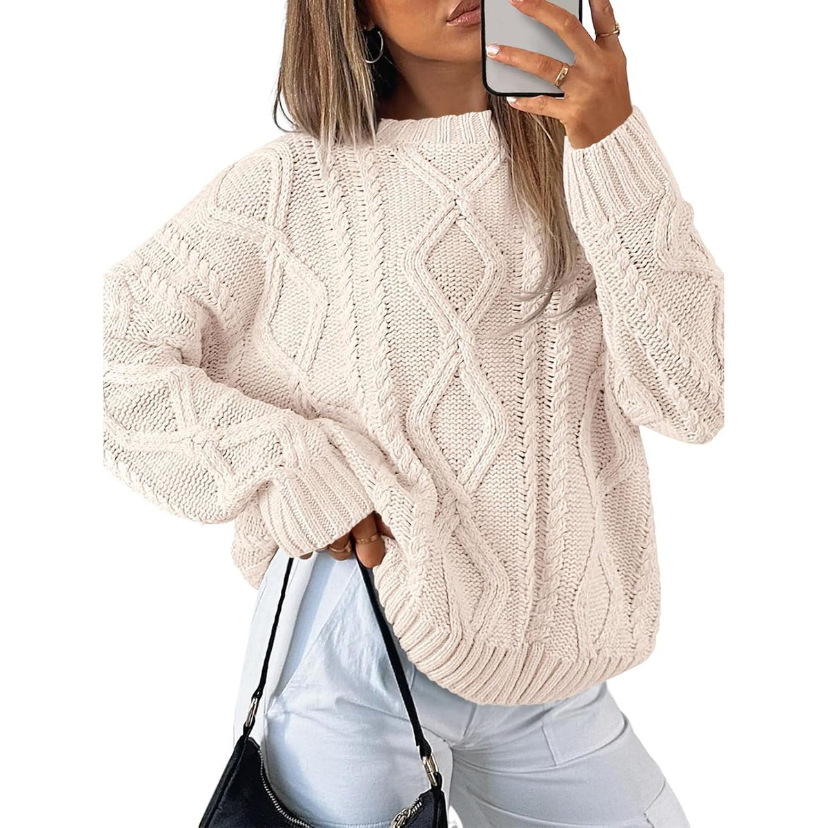 Trendy Queen Women’s Oversized Cable Knit Sweater