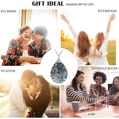 Tear Drop Abalone Shell Pendent Necklace Wire Wrap Abalone Shell Tree of Life Pendant Necklace Fashion Necklace Jewelry for Women Handmade Necklace Mothers Day Necklace for Mom Jewelry