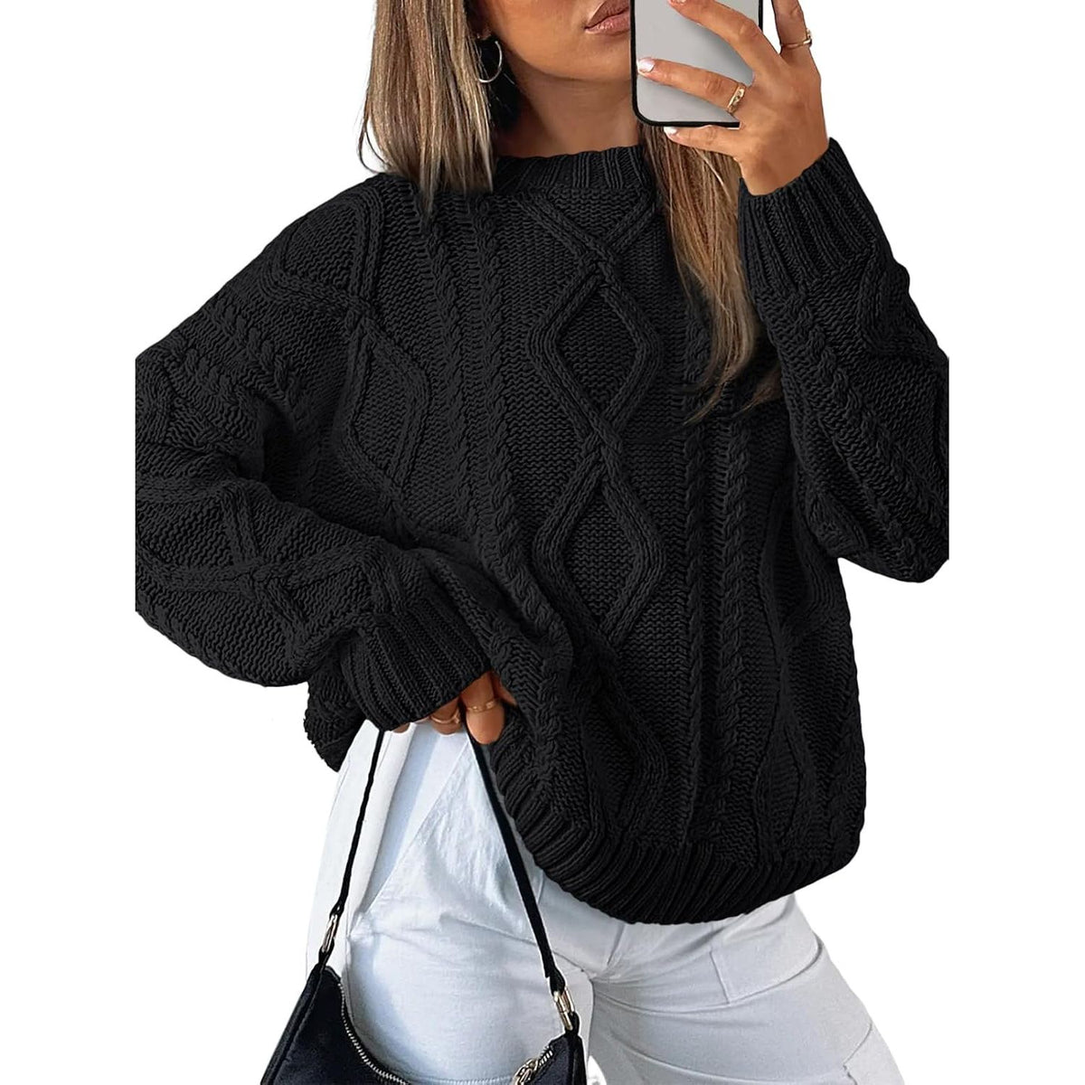 Trendy Queen Women’s Oversized Cable Knit Sweater