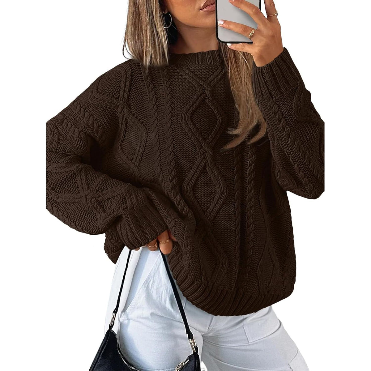 Trendy Queen Women’s Oversized Cable Knit Sweater