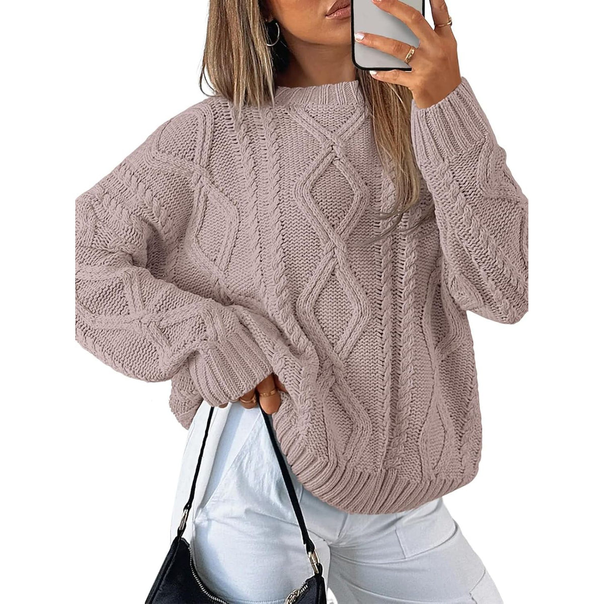 Trendy Queen Women’s Oversized Cable Knit Sweater
