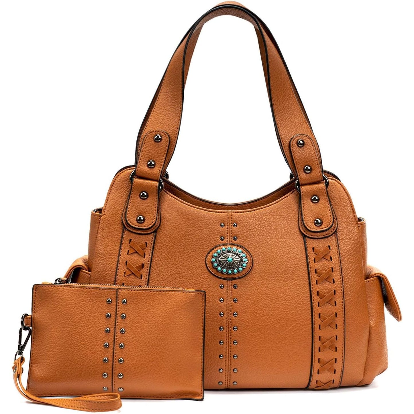 Tote Bag for Women Large Western Purse Ladies Top Handle Shoulder Handbags Vintage Embossed Concho Studs