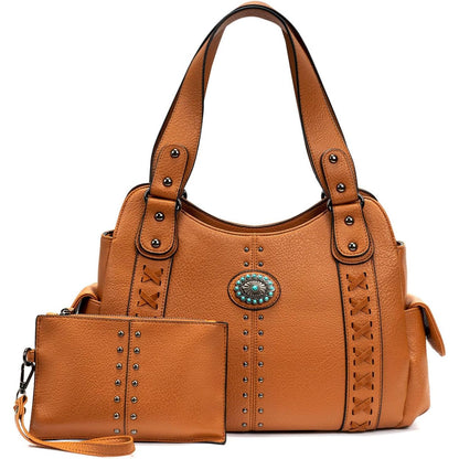 Tote Bag for Women Large Western Purse Ladies Top Handle Shoulder Handbags Vintage Embossed Concho Studs