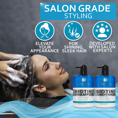Biotin Shampoo and Conditioner Set - Sulfate and Paraben Free Treatment for Men and Women - Hair Thickening Volumizing Products to Help Boost Thinning Hair with Added Keratin