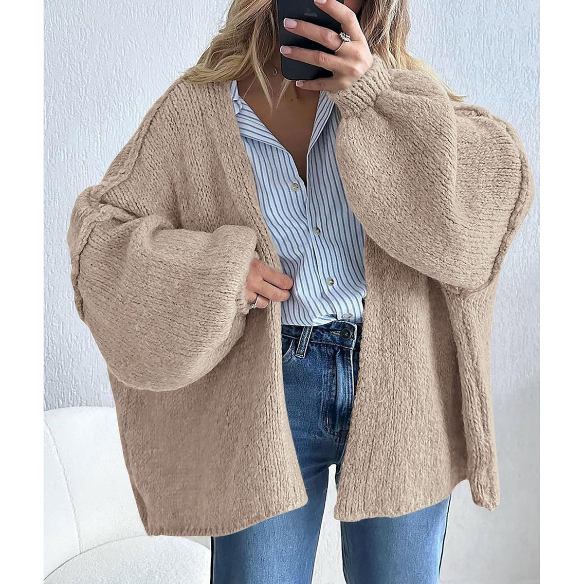 Chic and Cozy Womens Open Front Oversized Cardigan Sweater for Effortless Style