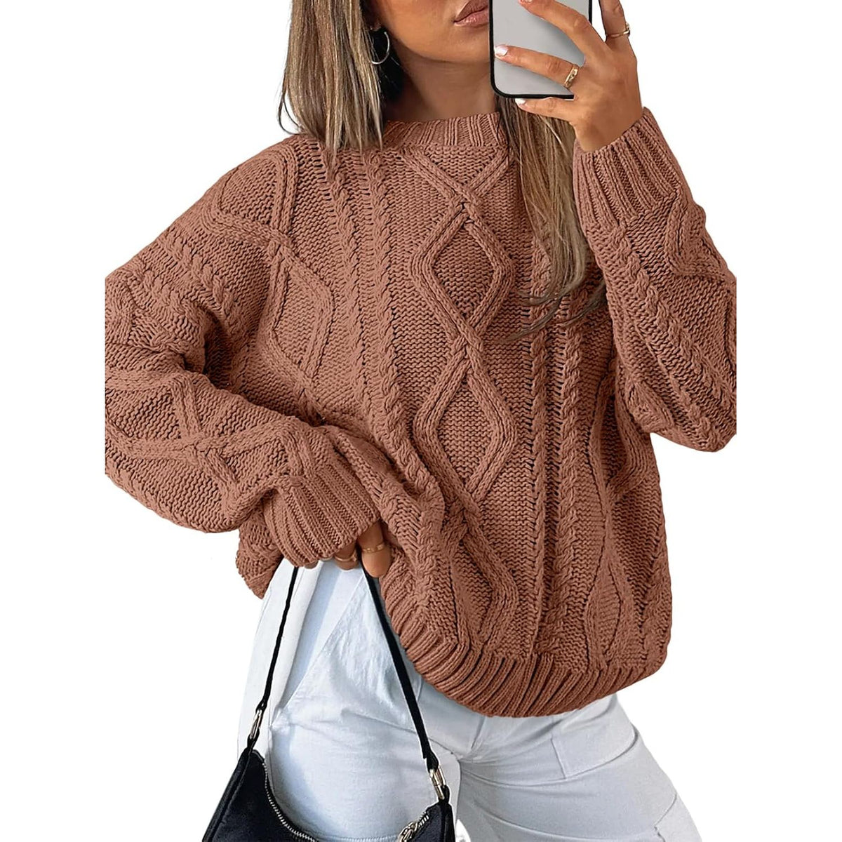 Trendy Queen Women’s Oversized Cable Knit Sweater