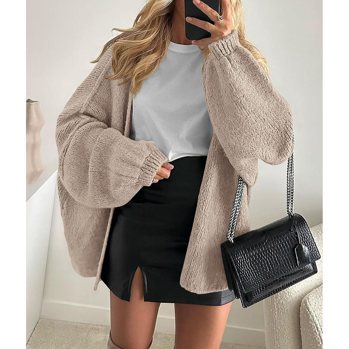Chic and Cozy Womens Open Front Oversized Cardigan Sweater for Effortless Style