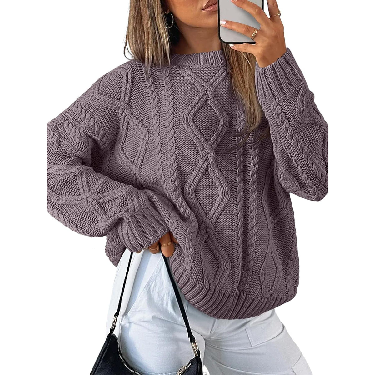 Trendy Queen Women’s Oversized Cable Knit Sweater