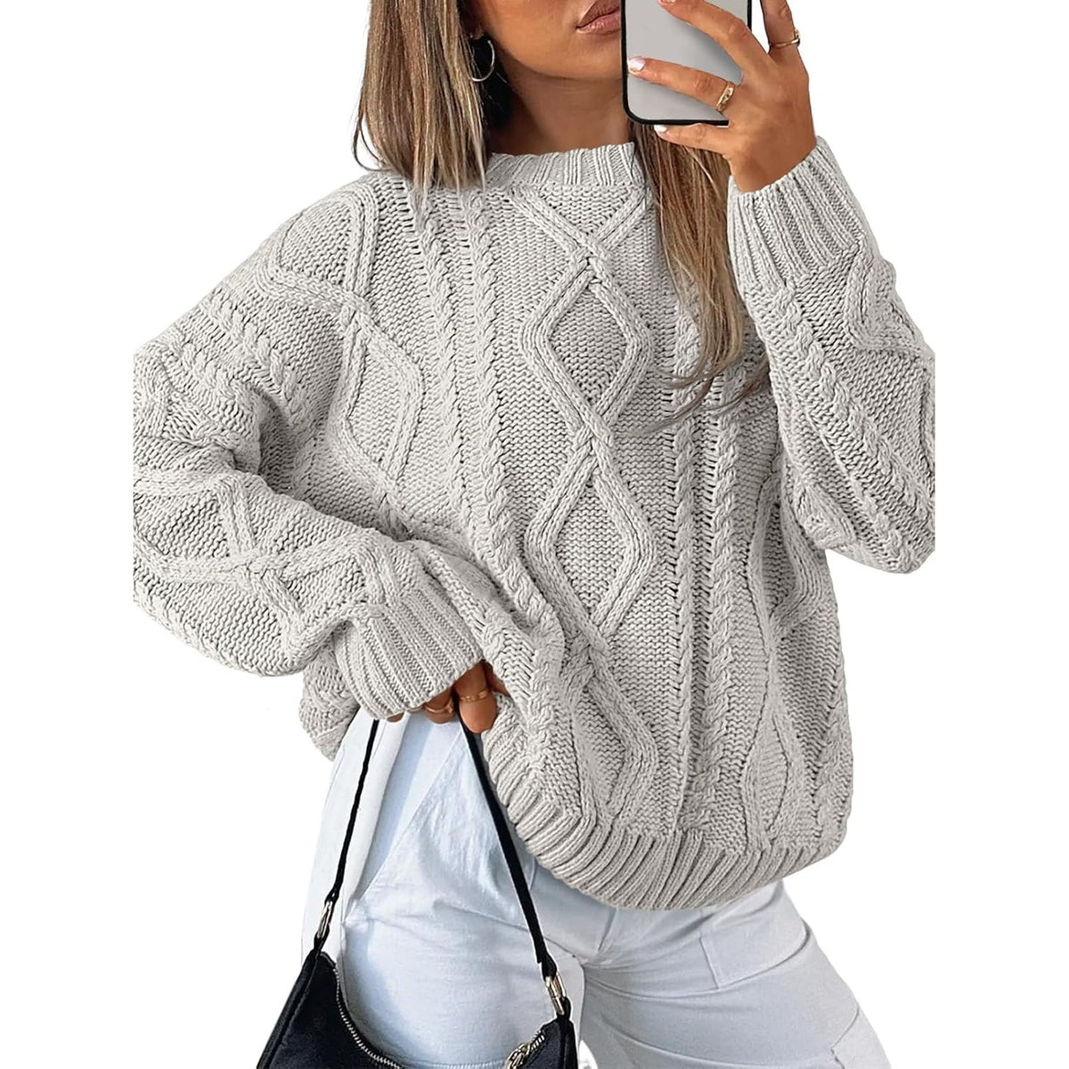 Trendy Queen Women’s Oversized Cable Knit Sweater