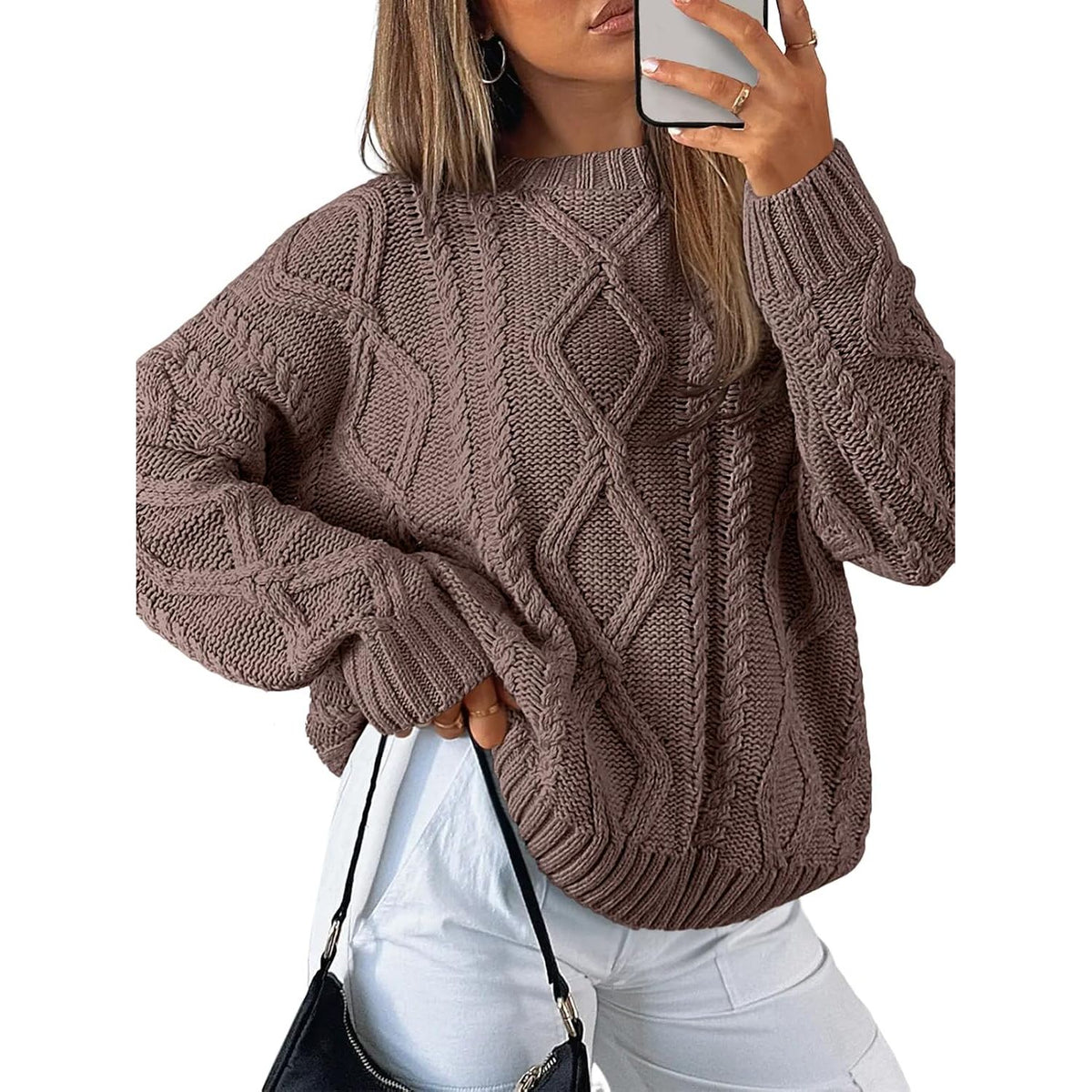 Trendy Queen Women’s Oversized Cable Knit Sweater