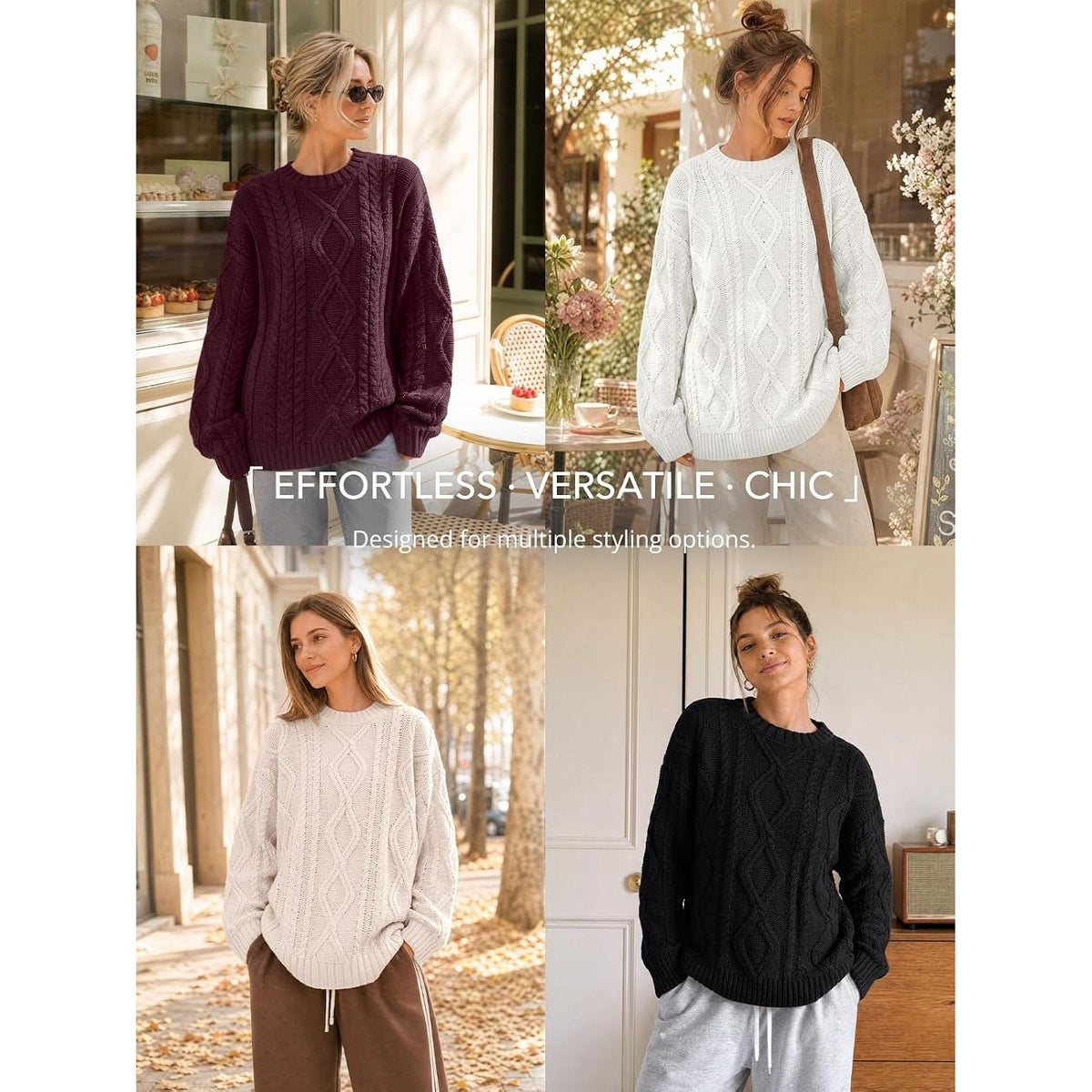 Trendy Queen Women’s Oversized Cable Knit Sweater