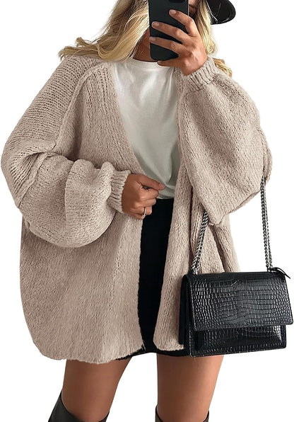 Chic and Cozy Womens Open Front Oversized Cardigan Sweater for Effortless Style