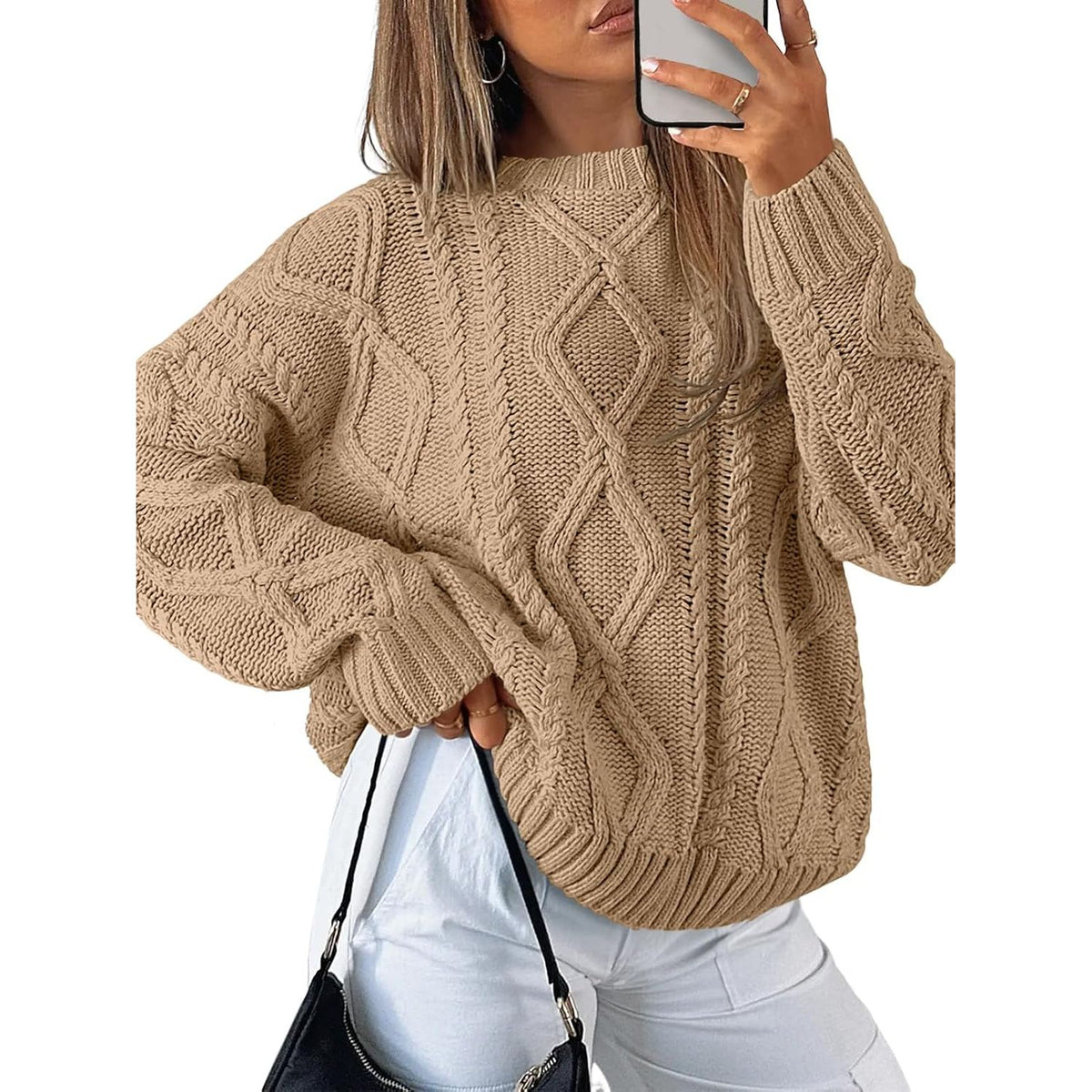 Trendy Queen Women’s Oversized Cable Knit Sweater