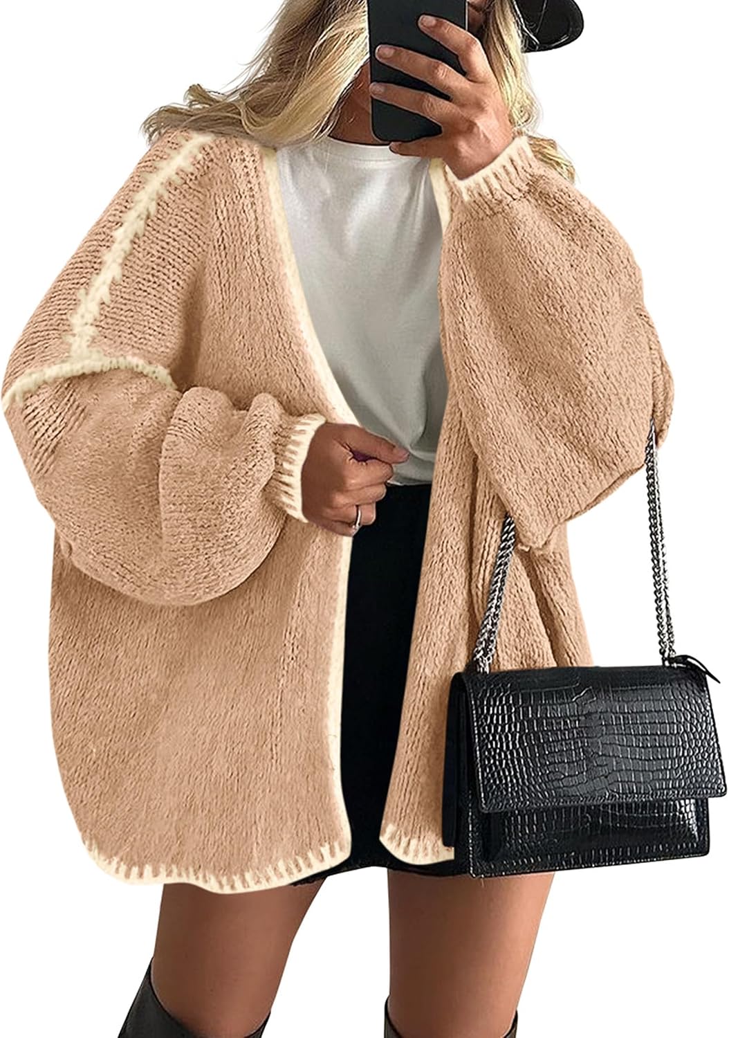 Chic and Cozy Womens Open Front Oversized Cardigan Sweater for Effortless Style