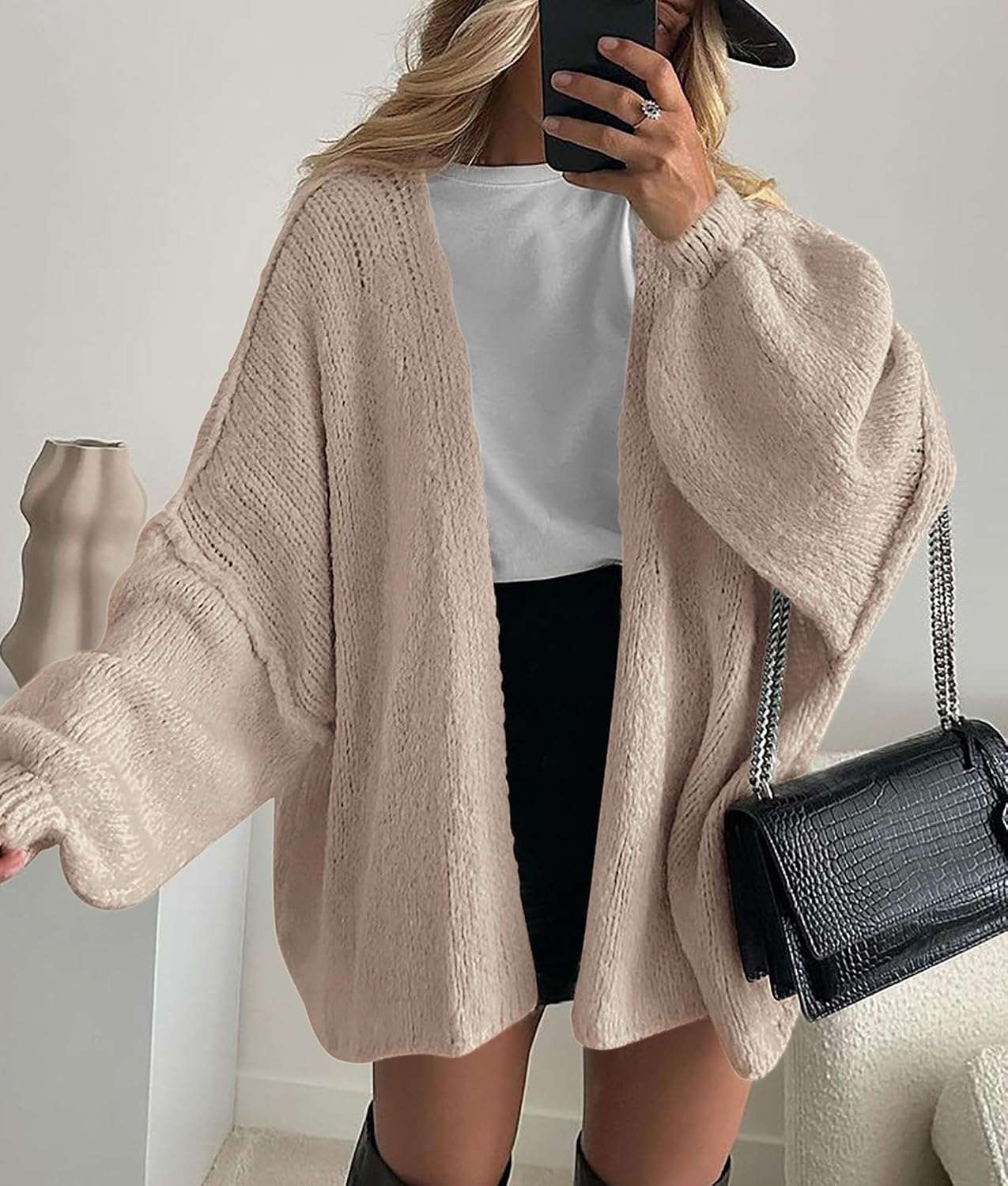 Chic and Cozy Womens Open Front Oversized Cardigan Sweater for Effortless Style