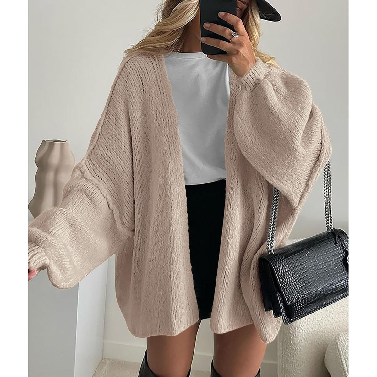 Chic and Cozy Womens Open Front Oversized Cardigan Sweater for Effortless Style