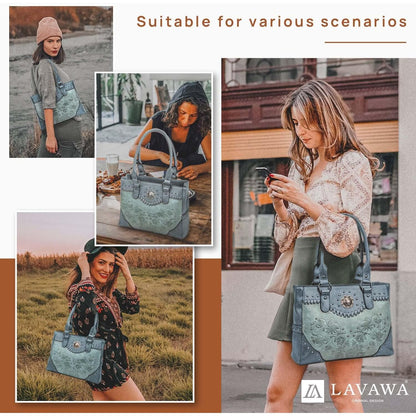 Tote Bag for Women Large Western Purse Ladies Top Handle Shoulder Handbags Vintage Embossed Concho Studs