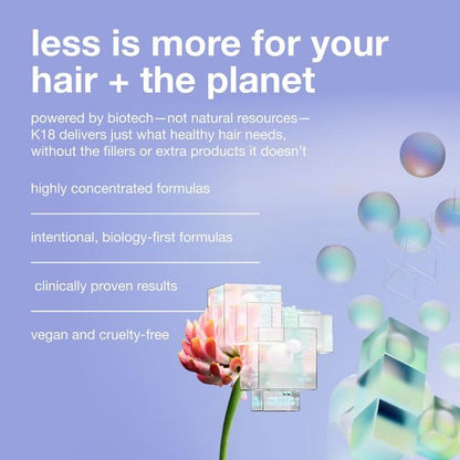 K18 Leave-In Molecular Repair Hair Mask, Patented, Lasting Repair for Dry, Frizzy, Damaged Hair, Reverse Damage in 4 Minutes from Bleach, Color, Chemical Services + Heat