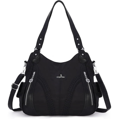 Purses and Handbags Women Fashion Tote Bag Shoulder Bags Top Handle Satchel Purses Washed Synthetic Leather Handbag