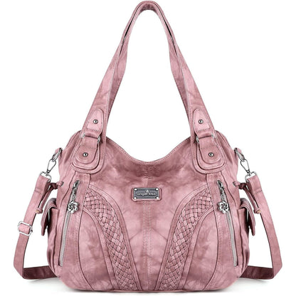 Purses and Handbags Women Fashion Tote Bag Shoulder Bags Top Handle Satchel Purses Washed Synthetic Leather Handbag