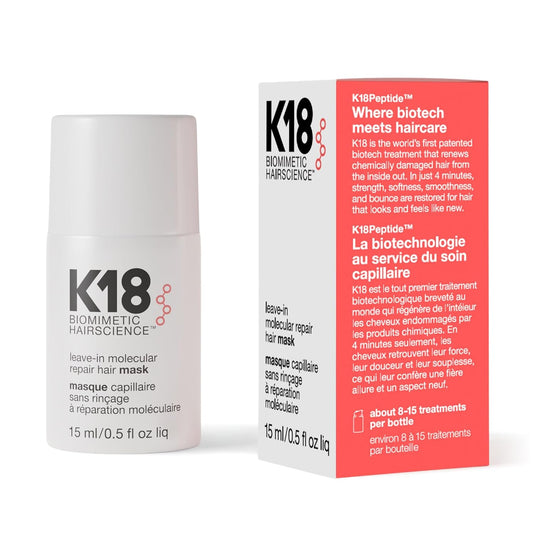 K18 Leave-In Molecular Repair Hair Mask, Patented, Lasting Repair for Dry, Frizzy, Damaged Hair, Reverse Damage in 4 Minutes from Bleach, Color, Chemical Services + Heat