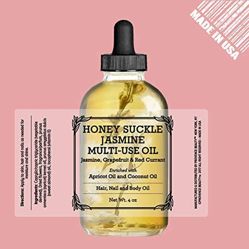 Revitalize Your Beauty Routine with Honey Suckle Multi-Use Face, Body & Hair Oil - Hydrates, Restores Shine & Nourishes with Apricot, Coconut Oil & Vitamin E - 4 Fl Oz