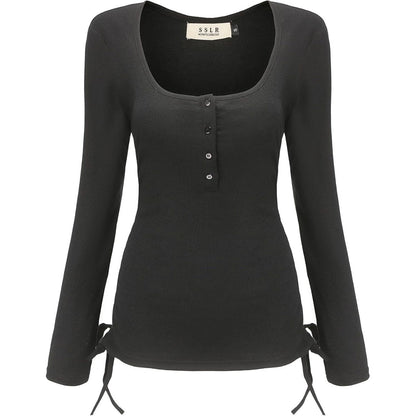 Square Neck Tops Womens Fall Fashion 2023 Plain T Shirts Slim Fit Summer Tops