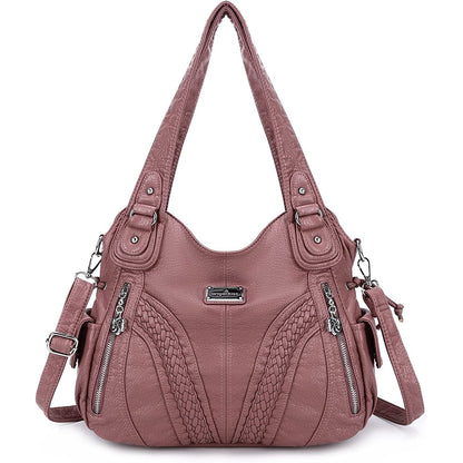 Purses and Handbags Women Fashion Tote Bag Shoulder Bags Top Handle Satchel Purses Washed Synthetic Leather Handbag